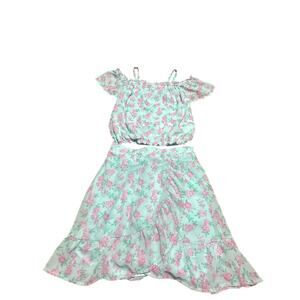 Paisley Lane Floral cold shoulder top and wrap style skort size girls 10